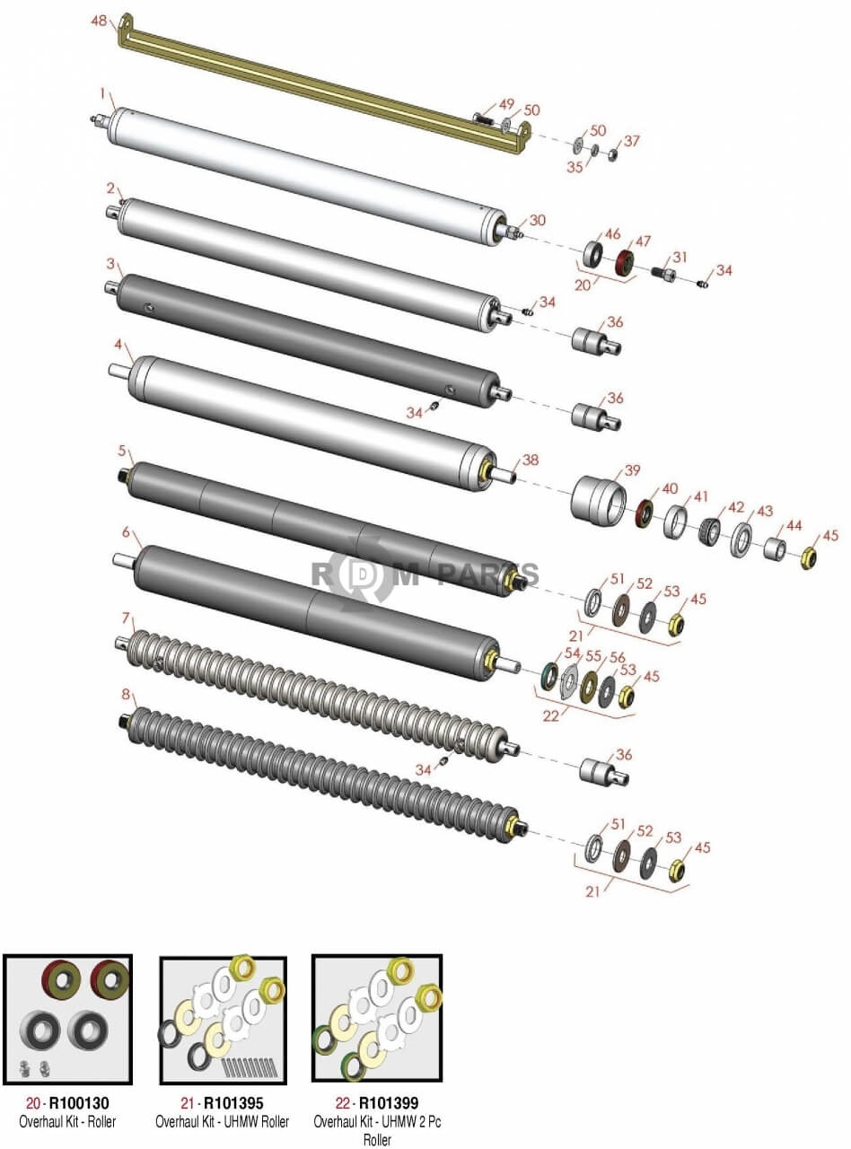 Replacement parts for  Jacobsen Greens King V& VI Rear Rollers