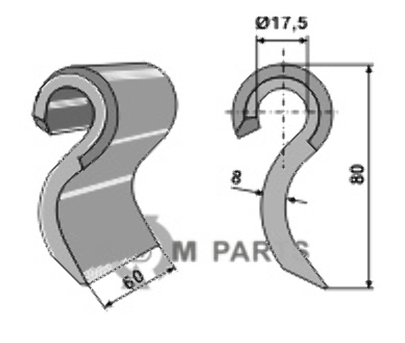 RDM Parts Flail fitting for Humus 856.00.001