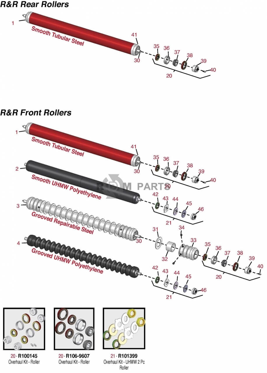 Replacement parts for Reelmaster 216 Rollers