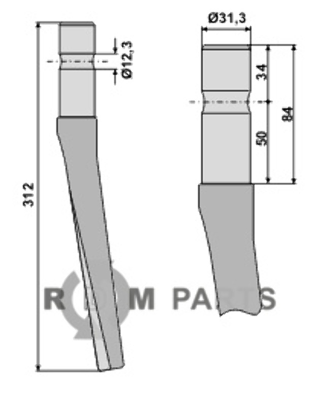 Tine for rotary harrows fitting for Feraboli 7A46026