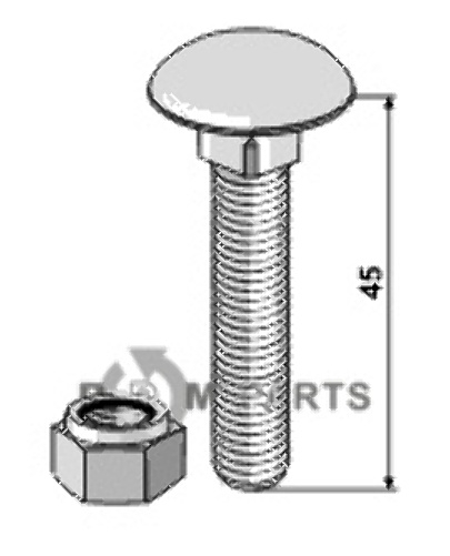 Saucer-head screws with self-locking nuts m10 x 1,5x45 - 8.8 51-1032
