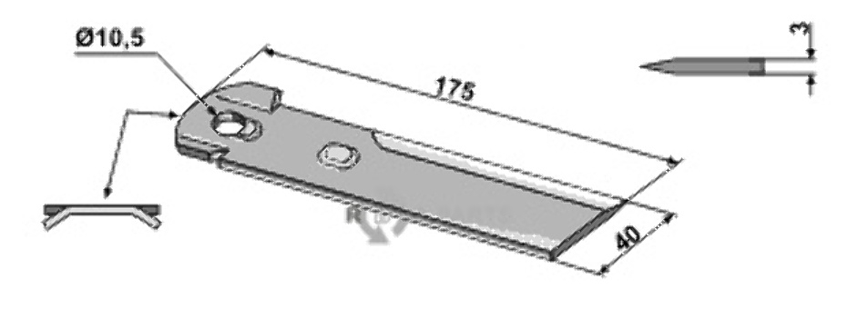Counter-blade fitting for Case 1322233C2