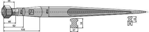 Front loading tine 1100 fitting for Weidemann 5048004039