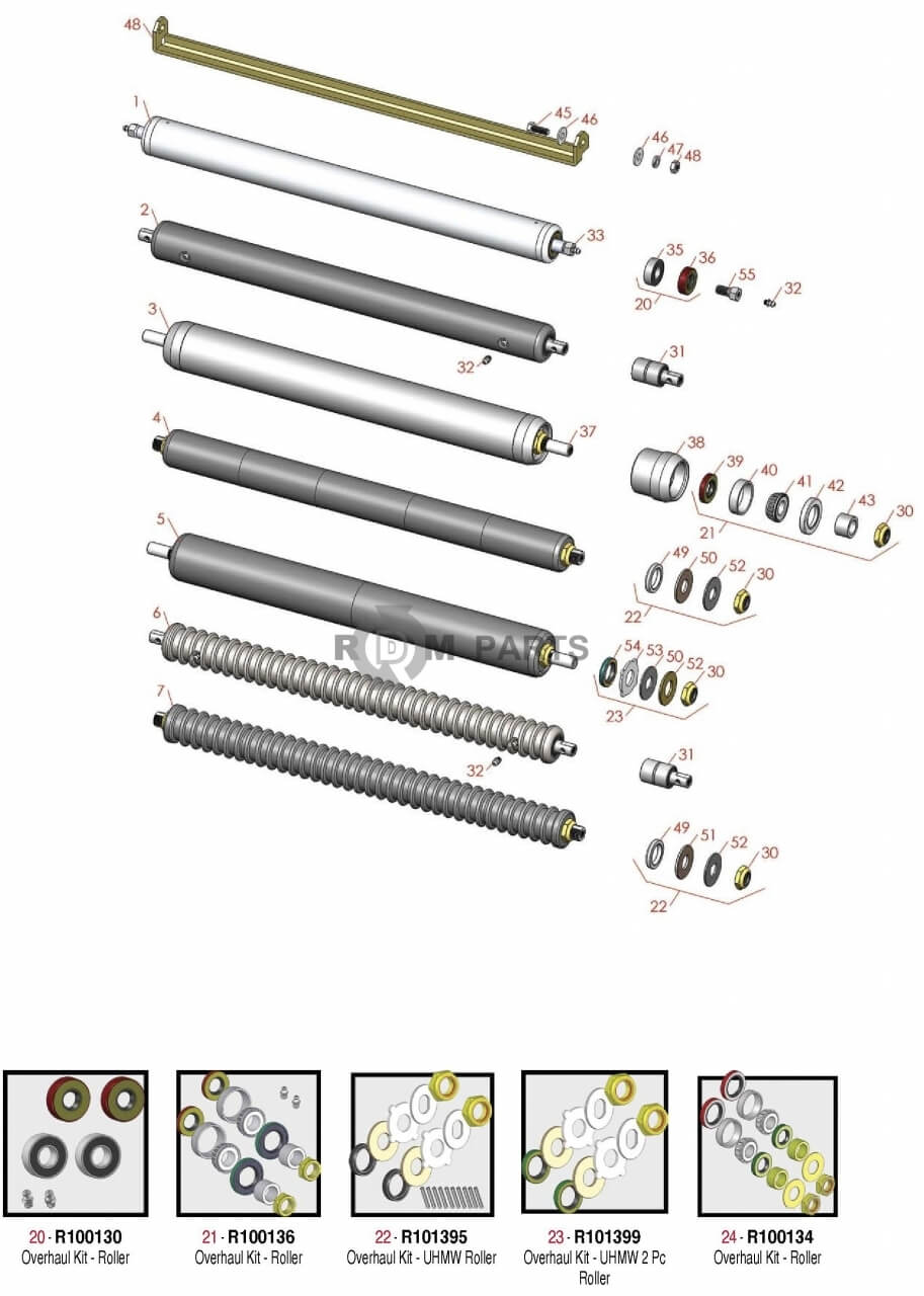 Replacement parts for Jacobsen LF-100, LF-123 & LF128 Rear Rollers Replacement parts for Jacobsen LF-100, LF-123 & LF128 Rear Rollers