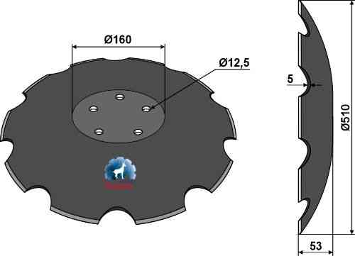 Concave disc - notched fitting for Samson 1226002