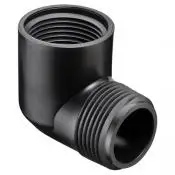HDPE knie 90° (kort model) - binnen- x buitendraad - PVC drukfitting dunwandig