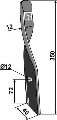 Harrow-blade for Dyna-Drive, left fitting for Bomford 03961.10