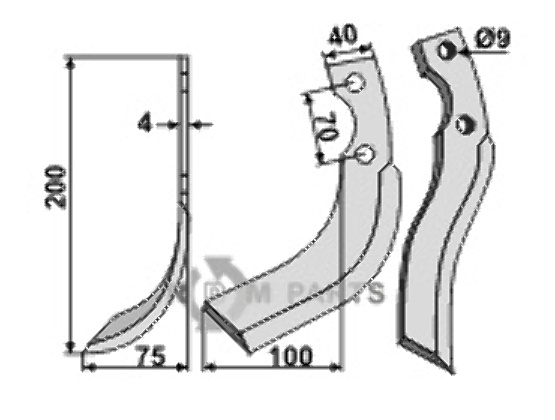 Blade, left model fitting for Iseki 1349-716-0010-1