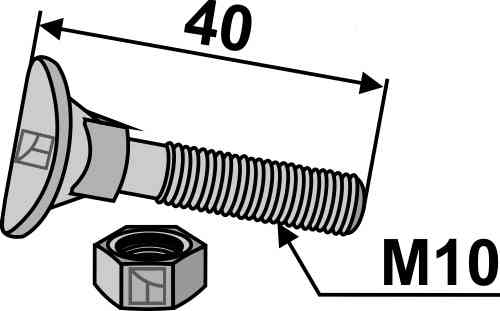 Cultivator bolt - M10x40 - 6.8