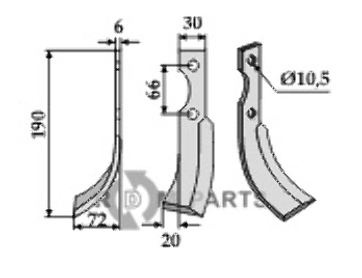 Blade, left model fitting for B.C.S. 42307