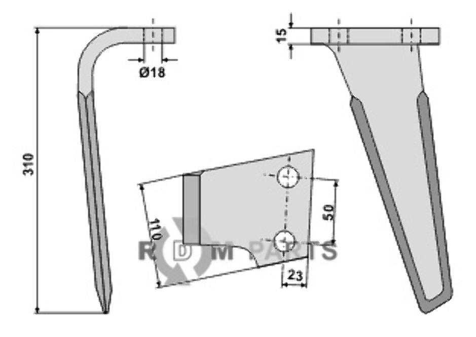 Tine for rotary harrows, left model fitting for Landsberg 052801 Tine for rotary harrows, left model fitting for Landsberg 052801