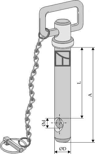 socket pin with chain and linch pin