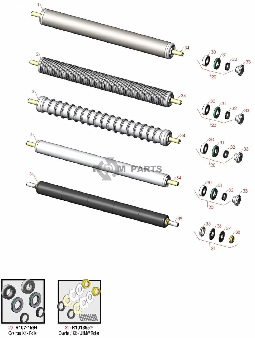 Replacement parts for Rollers DPA model 04200 Serial 240001001 & up