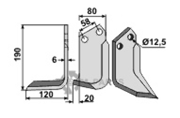 Blade, left model fitting for Sauerburger 3426