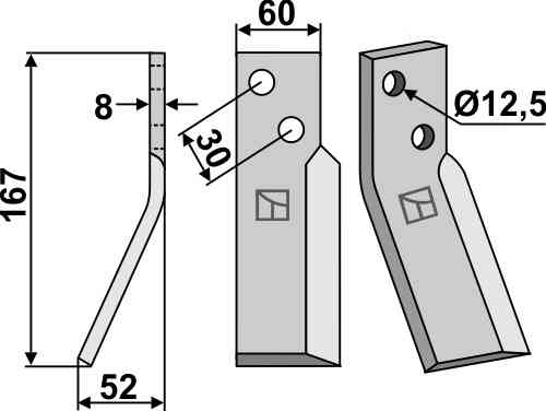 Rotary tine, left model fitting for Renter L.M.T. RL Rotary tine, left model fitting for Renter L.M.T. RL