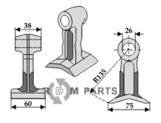 RDM Parts Hamerklepel passend voor Bomford 7314366
