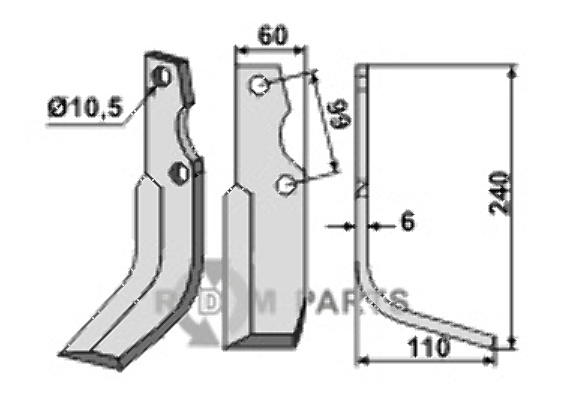 Blade, right model fitting for Goldoni 0434