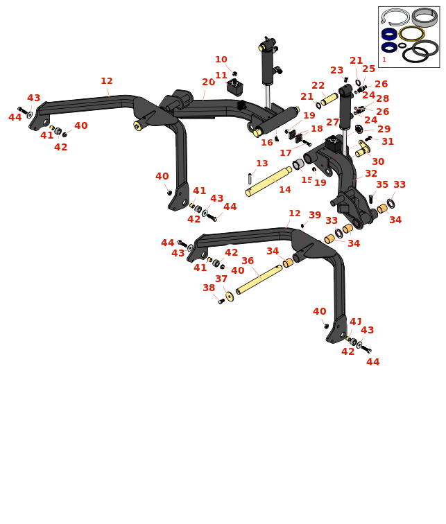 Toro Groundsmaster 4700-D Lift Arms No. 2 & 3
