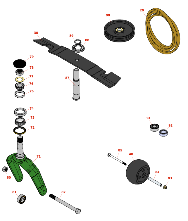 John Deere 661R Quik Trak Rotary Mower Deck parts