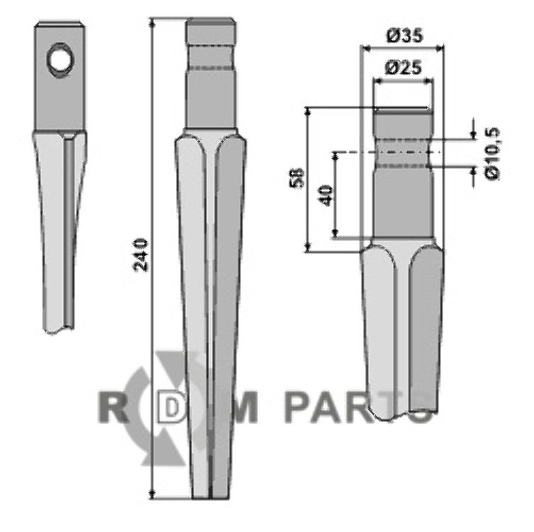 Tine for rotary harrows fitting for Pegoraro 1205101