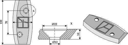 Food mixer knives, right fitting for Logifeed & R.M.H. 553042000