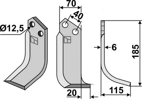 Blade, right model fitting for Breviglieri 8300021