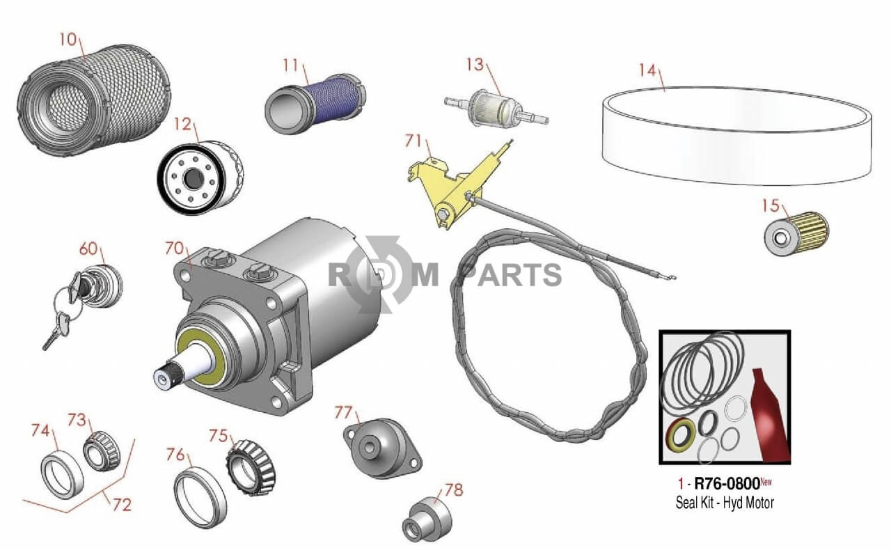 Replacement parts for John Deere 2500E Hybrid Traction Unit