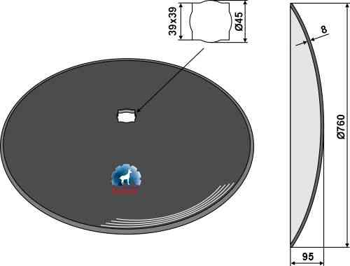 Plain disc Ø760x8 fitting for Simba P00283