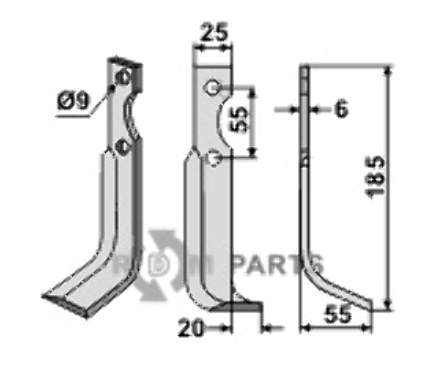 Blade, right model fitting for B.C.S. 43434