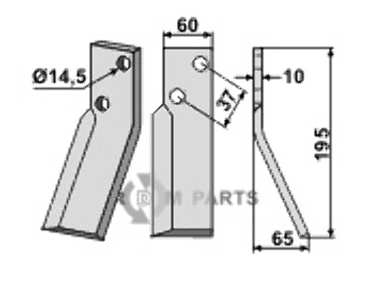 Rotary tine, right model fitting for Renter L.M.T. RTM-RTO