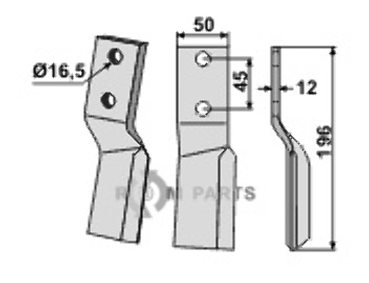 Rotary tine, right model fitting for Celli 422630