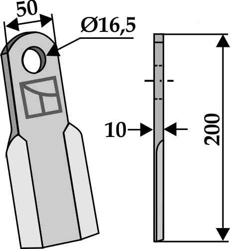 RDM Parts Recht mes passend voor Kverneland MA6400079
