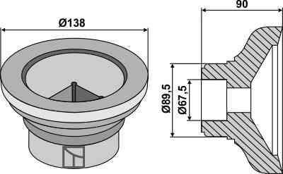 Flange ekstern Ø138 beslag til Quivogne EMB23646