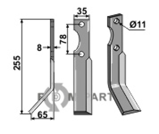 Rotary tine, left model