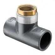 PVC Tykvægget Reduktions-T-stykke - indvendig lim x indvendigt gevind (messing)