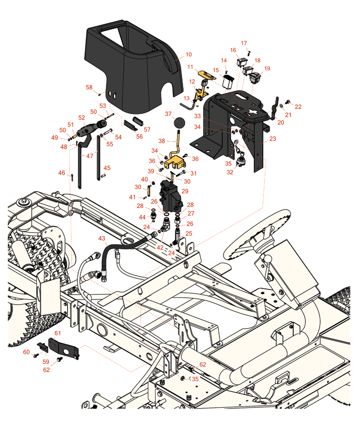 Dashboard and parking brake parts suitable for your Toro Groundsmaster 3500-D