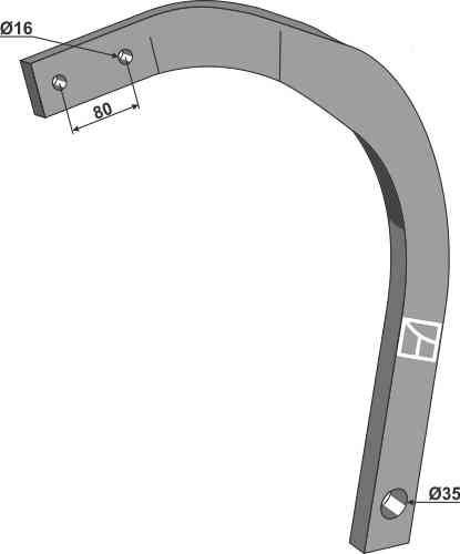 Tine 60x25 - right fitting for Lemken Rubin 4128170