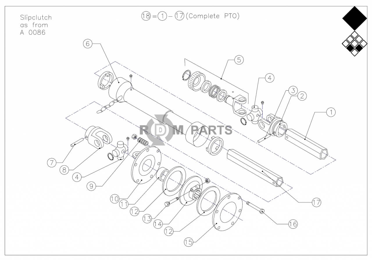 Replacement parts for VD7215 PTO