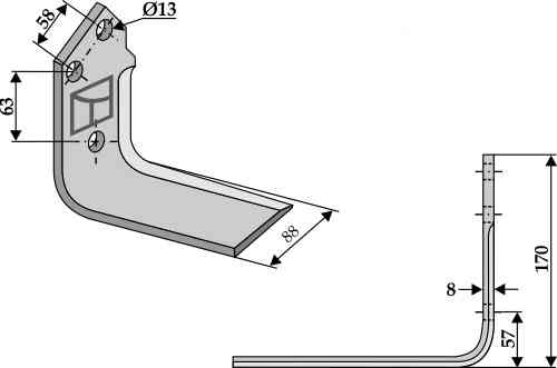 RDM Parts Trencher blade - right fitting for Mulag TM 60190012 / 143480