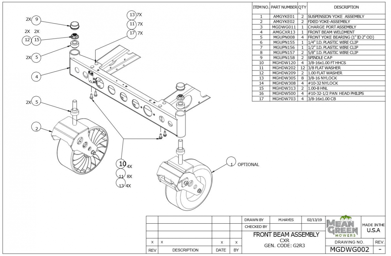 Mean Green  Front Beam Assembly