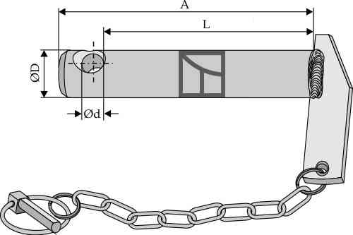 Steckbolzen mit Kette und Klappsplint