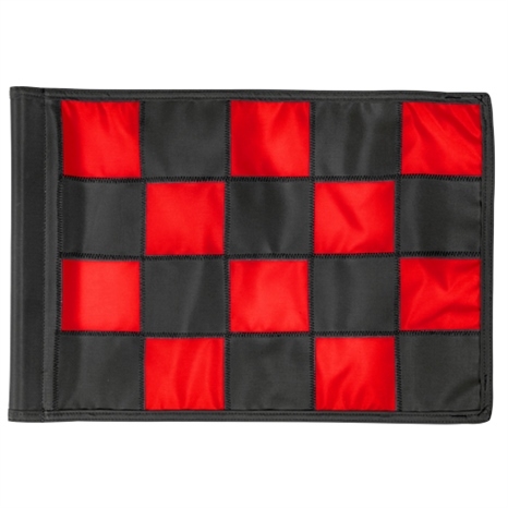 Small checkered golf flag red with black