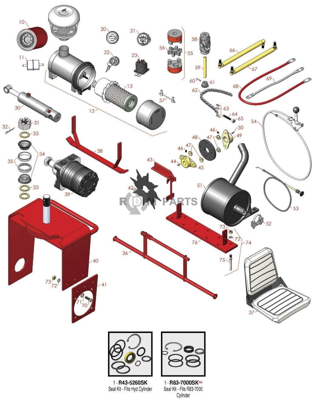 Replacement parts for Toro Sand pro 14 Traction Unit