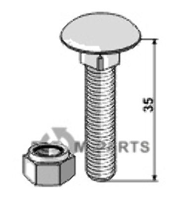 Slotbout met borgmoer m8 x 1,25 x35- 8.8 51-1044