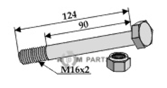 Bout met borgmoer - m16 x 2 - 8.8 63-16124