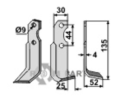 Blade, right model fitting for Brumital-Agris 02Z08