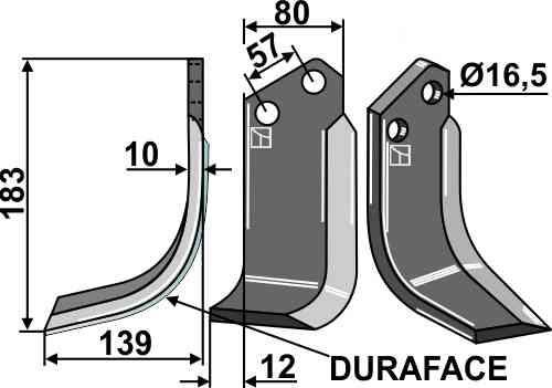 Blade duraface, left model cel-39l-dura