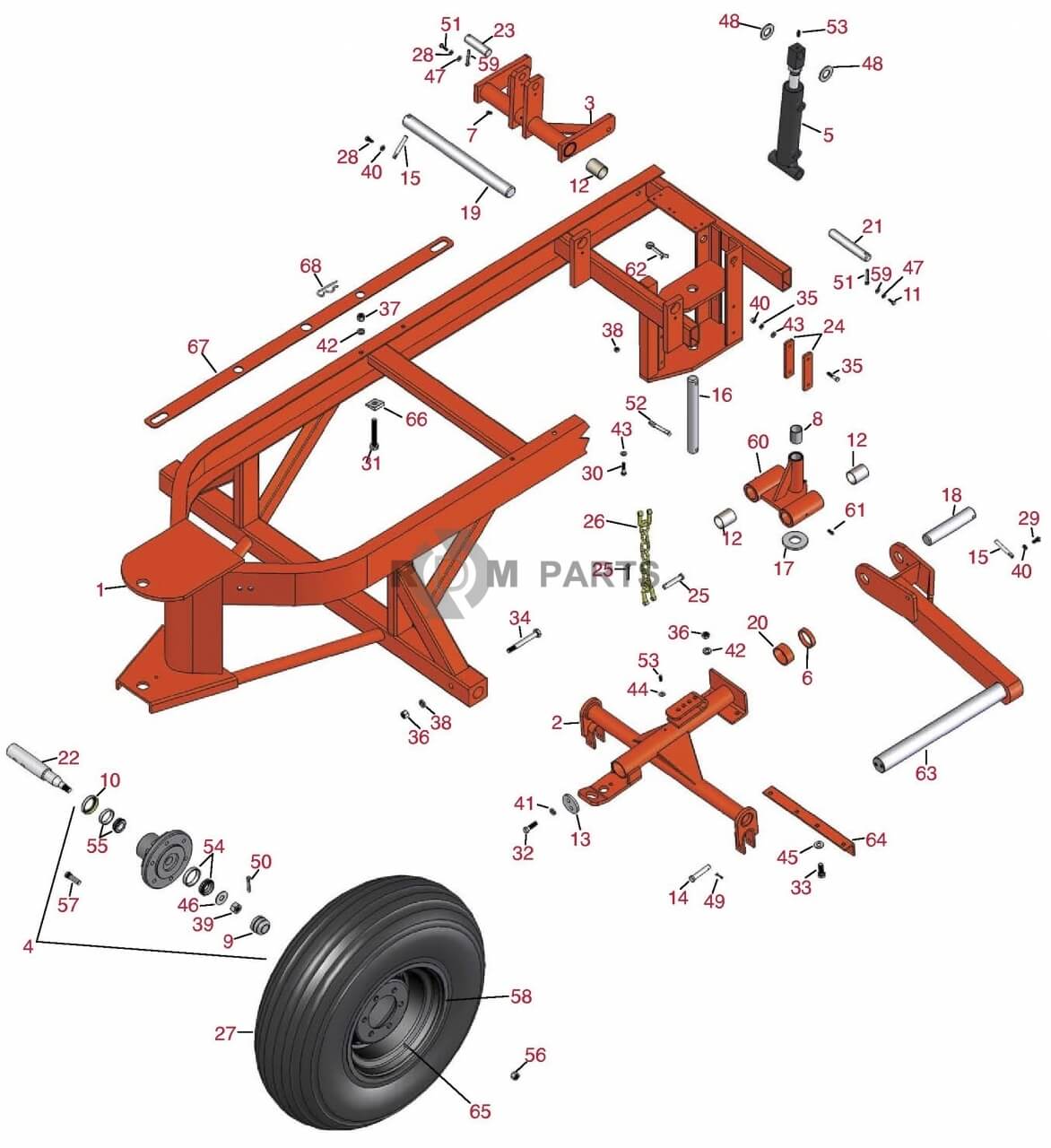 Replacement parts for Jacobsen Ram Lift Main frame
