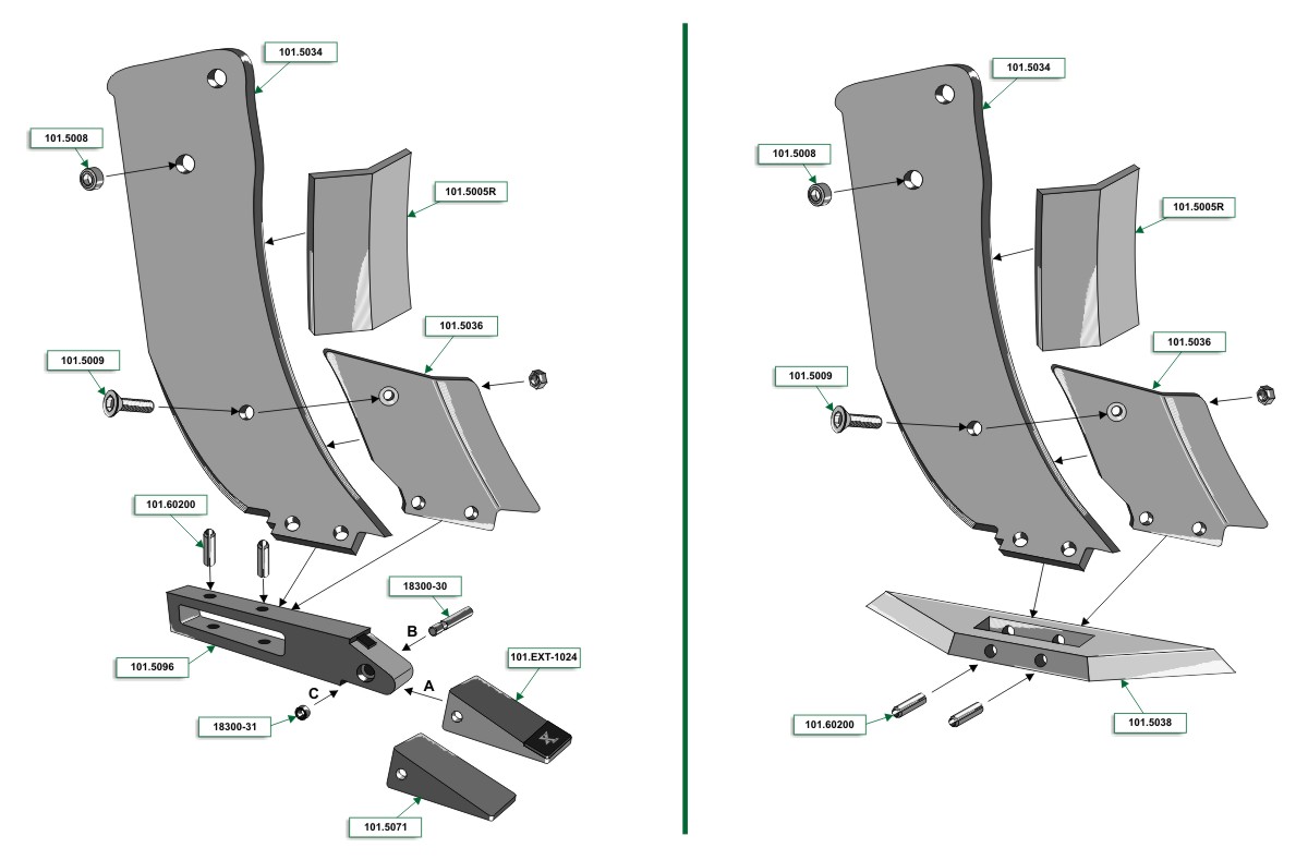Subsoiling shank - right model
