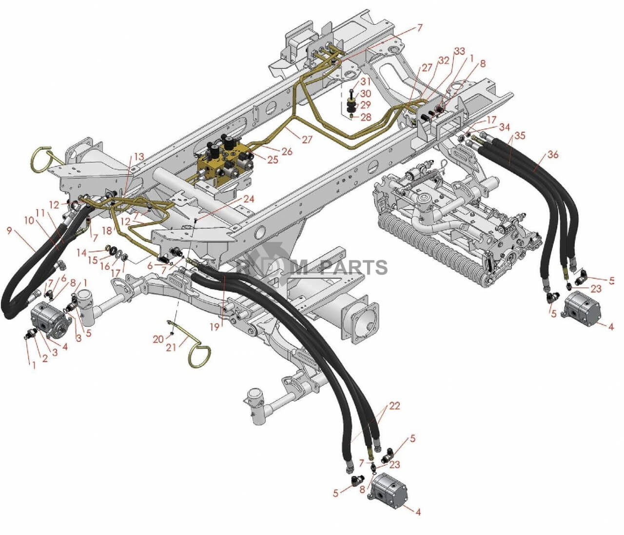 Replacement parts for RM 5210D 5410D 5510D & 5610D Reel hydraulics
